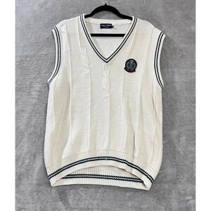 Fred Perry Sweater Vest  Medium Cable Knit Crest Preppy Tennis Cricket Heritage